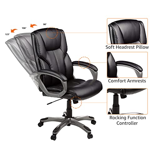 High-Back Executive Swivel Office Chair - Black