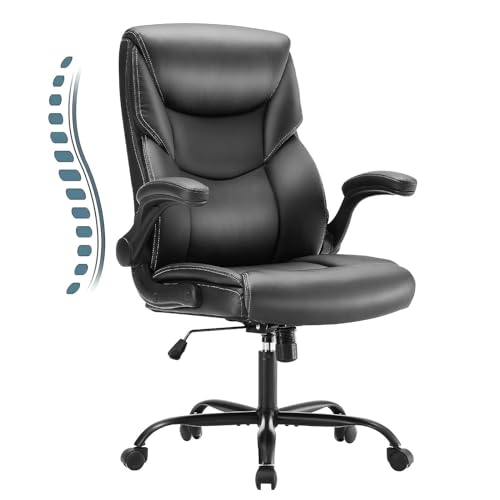 Sweetcrispy Ergonomic Black Leather Office Chair