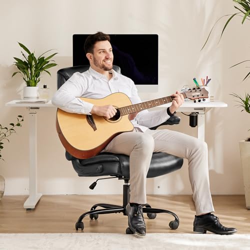 Sweetcrispy Ergonomic Black Leather Office Chair
