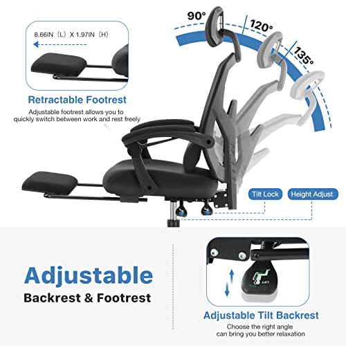 High Back Ergonomic Office Chair with Footrest