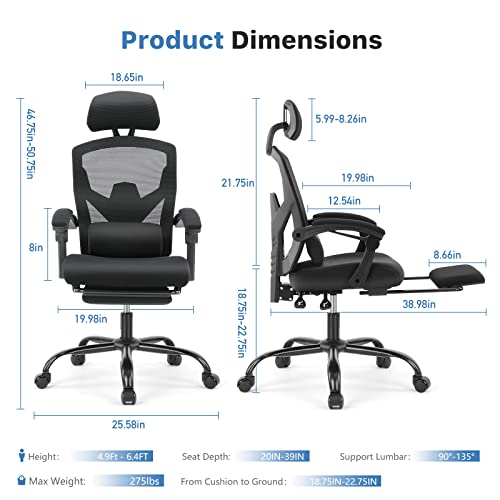 High Back Ergonomic Office Chair with Footrest