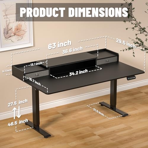 ExaDesk 63" Electric Adjustable Standing Desk
