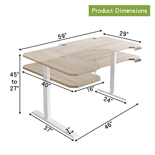 Radlove 59-Inch Adjustable L-Shaped Stand Desk