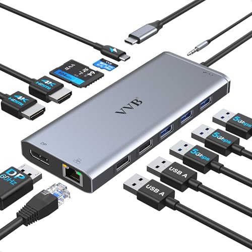 Dual Monitor USB-C Docking Station for Laptops