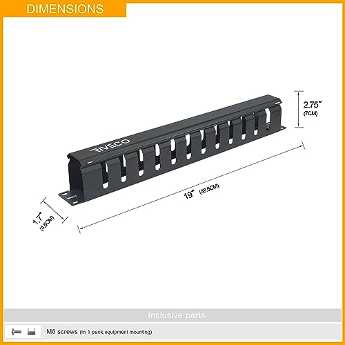 RIVECO 1U 12 Slot Cable Manager Rack Black