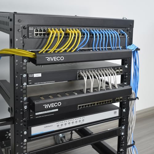 RIVECO 1U 12 Slot Cable Manager Rack Black