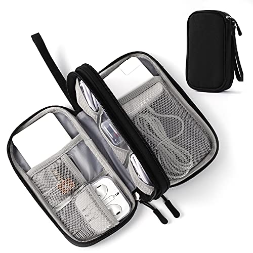 3-Compartment Travel Cable Organizer Pouch - Black