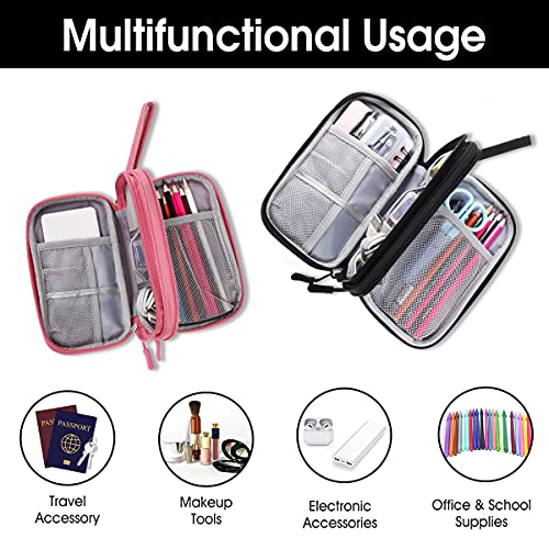 3-Compartment Travel Cable Organizer Pouch - Black