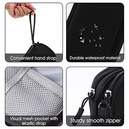 3-Compartment Travel Cable Organizer Pouch - Black