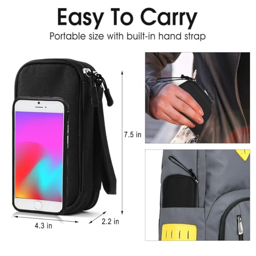 3-Compartment Travel Cable Organizer Pouch - Black