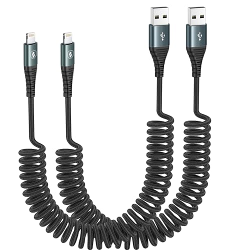 Coiled Lightning Cable 3ft Fast Charging - 2 Pack