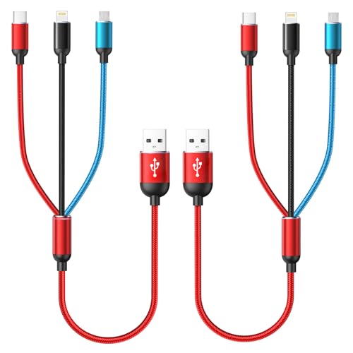 3-in-1 Fast Charging Cable, 1FT (2-Pack)