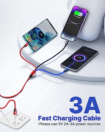 3-in-1 Fast Charging Cable, 1FT (2-Pack)