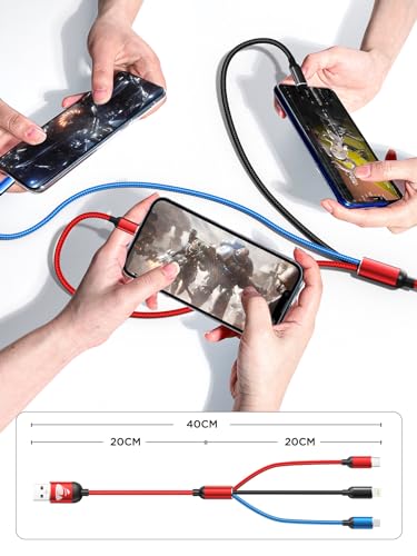3-in-1 Fast Charging Cable, 1FT (2-Pack)