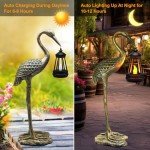 Garden Solar Crane Statue with Hanging Lanterns