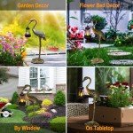 Garden Solar Crane Statue with Hanging Lanterns