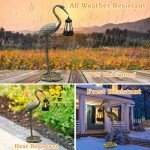 Garden Solar Crane Statue with Hanging Lanterns