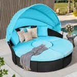 YITAHOME Round Outdoor Daybed with Canopy - Turquoise