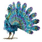 Vibrant 23" Metallic Peacock Tail Garden Statue