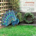 Vibrant 23" Metallic Peacock Tail Garden Statue