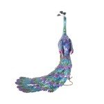 Vibrant 23" Metallic Peacock Tail Garden Statue