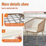 3-Piece White Rattan Bistro Set with Cushions