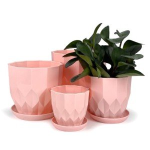 Vodotion Flower Pots with Drainage Holes and Trays
