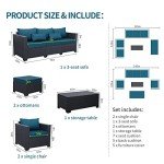 Peacock Blue 6-Piece Rattan Patio Furniture Set