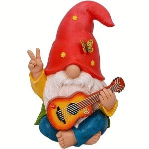 Funny Hippie Garden Gnome Figurine - 9.25 Inches