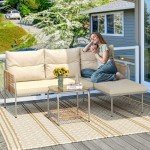 YITAHOME 3-Piece Outdoor Wicker Conversation Set