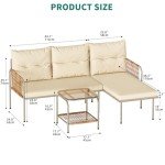 YITAHOME 3-Piece Outdoor Wicker Conversation Set