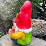 Funny Hippie Garden Gnome Figurine - 9.25 Inches