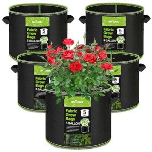 5-Pack Heavy-Duty Nonwoven Grow Bags with Handles