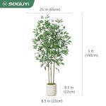 5ft Tall Faux Ficus Tree for Indoor Decor