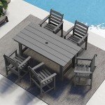7-Piece Outdoor Dining Table Set with Umbrella Hole