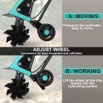 Electric Garden Tiller with 12-Inch Tilling Width