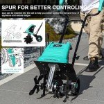 Electric Garden Tiller with 12-Inch Tilling Width