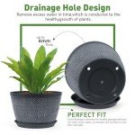 10-Inch Gray Flower Pots with Drainage, 3-Pack