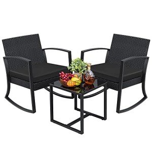 Greesum 3-Piece Patio Bistro Rocking Chair Set