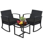 Greesum 3-Piece Patio Bistro Rocking Chair Set