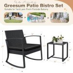 Greesum 3-Piece Patio Bistro Rocking Chair Set