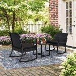Greesum 3-Piece Patio Bistro Rocking Chair Set