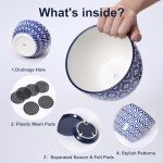 Vintage Blue Ceramic Plant Pots Set of 4