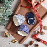 Vintage Blue Ceramic Plant Pots Set of 4