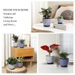 Vintage Blue Ceramic Plant Pots Set of 4