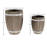 Lightweight Fiber Clay Whiskey Barrel Planters Set