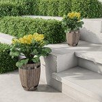 Lightweight Fiber Clay Whiskey Barrel Planters Set