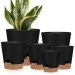 Indoor Self-Watering Planters Set - 6 Pots Black
