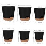 Indoor Self-Watering Planters Set - 6 Pots Black