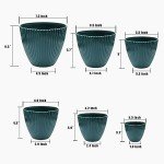 Set of 6 Dark Green Plant Pots with Drainage